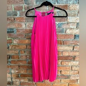 Hot Pink Pleated Mini Dress